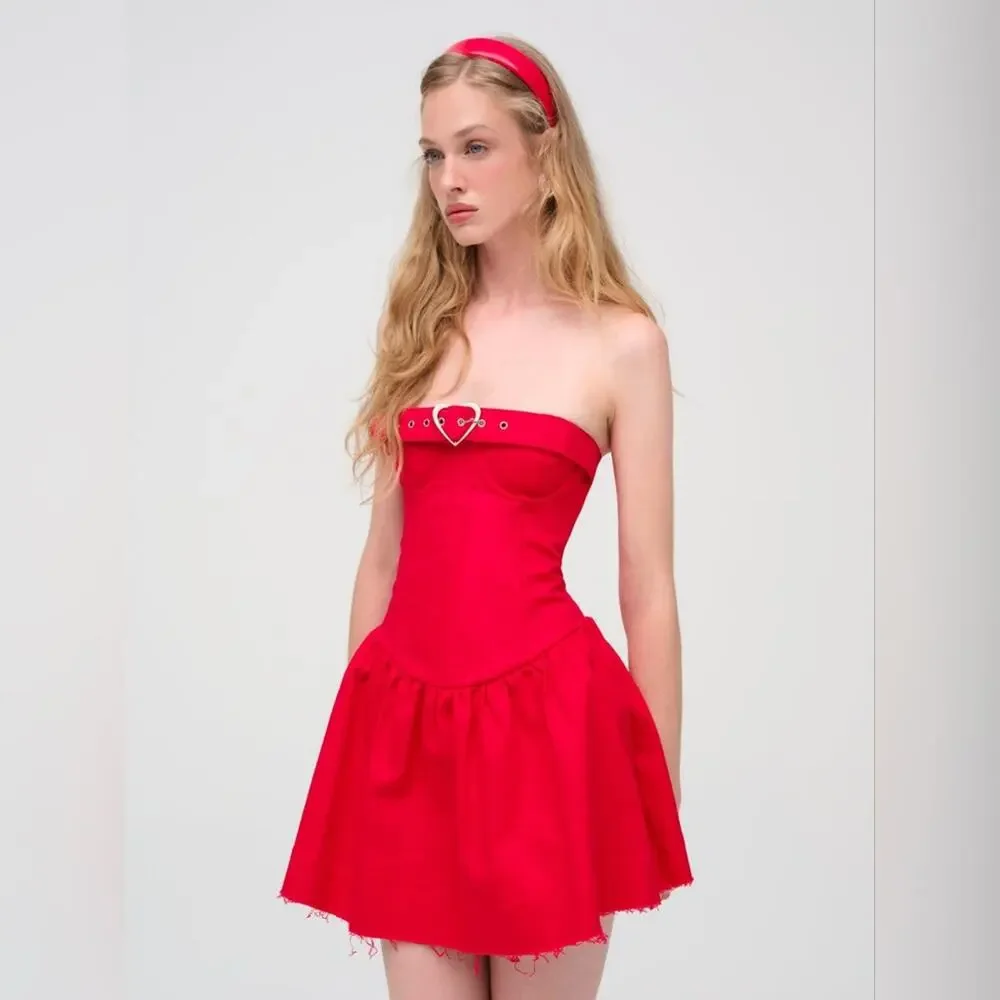For Love And Lemons Lipstick Denim Mini Dress
